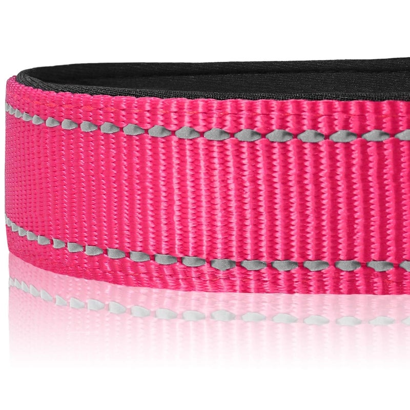 Joytale Reflective Dog Collar,Soft Neoprene Padded Breathable Nylon Pet Collar Adjustable for Medium Dogs,Hotpink,M - Image 4